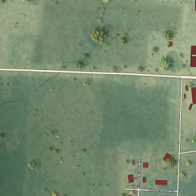 Second close-up of the map of Emerson, Arkansas print showing more streets and buildings
