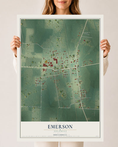 Map of Emerson, Arkansas, 24 x 36 inch unframed archival matte print