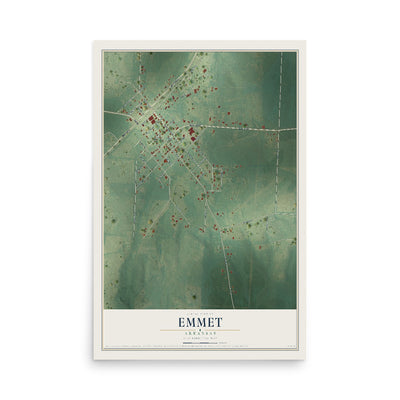 Map of Emmet, Arkansas, 12 x 18 inch unframed archival matte print