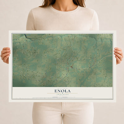 Map of Enola, Arkansas, 12 x 18 inch unframed archival matte print
