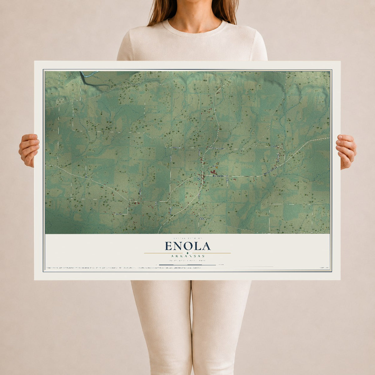 Map of Enola, Arkansas, 24 x 36 inch unframed archival matte print