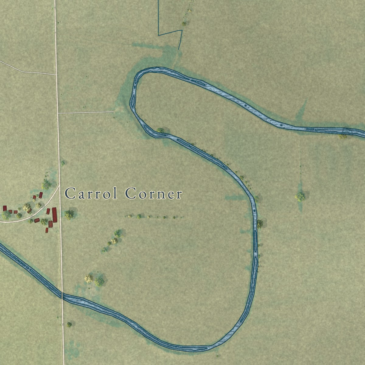Close-up of the map of Etowah, Arkansas print showing street and building detail