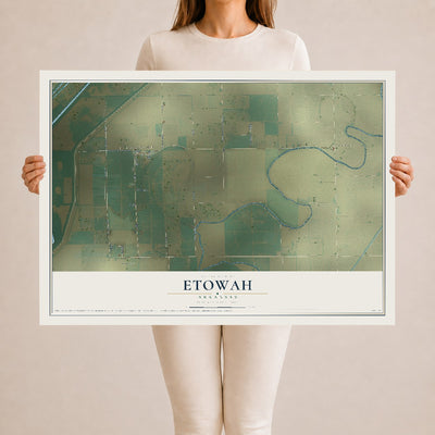 Map of Etowah, Arkansas, 24 x 36 inch unframed archival matte print