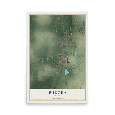 Map of Eudora, Arkansas, 12 x 18 inch unframed archival matte print