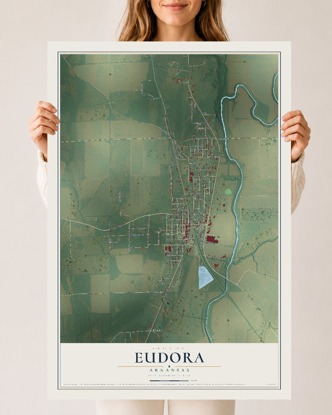 Map of Eudora, Arkansas, 24 x 36 inch unframed archival matte print