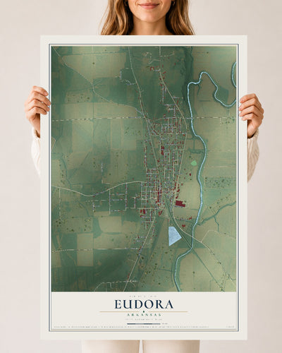 Map of Eudora, Arkansas, 24 x 36 inch unframed archival matte print