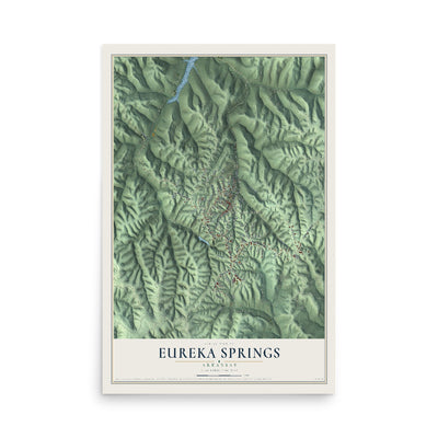Map of Eureka Springs, Arkansas, 12 x 18 inch unframed archival matte print