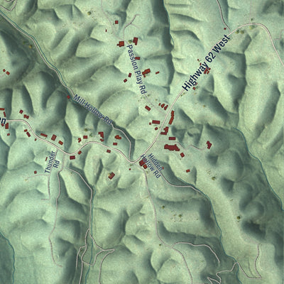 Second close-up of the map of Eureka Springs, Arkansas print showing more streets and buildings