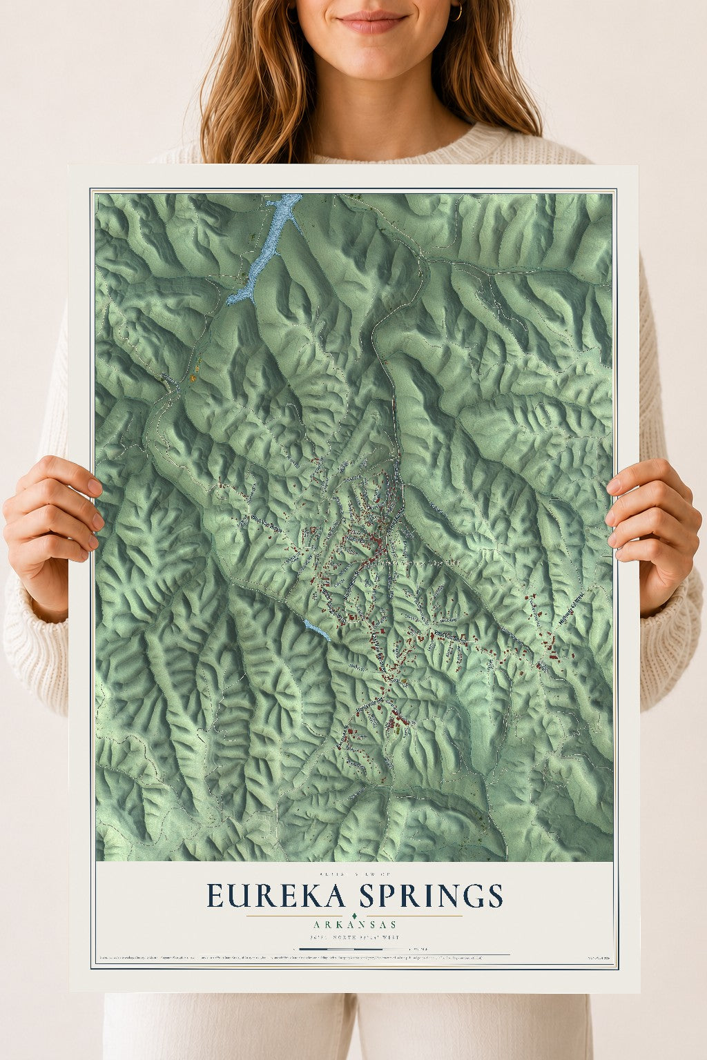 Map of Eureka Springs, Arkansas, 18 x 24 inch unframed archival matte print