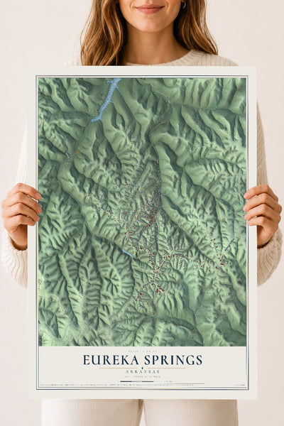 Map of Eureka Springs, Arkansas, 18 x 24 inch unframed archival matte print