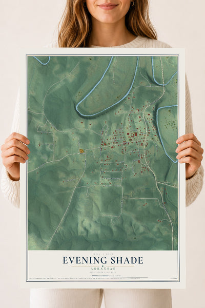 Map of Evening Shade, Arkansas, 18 x 24 inch unframed archival matte print