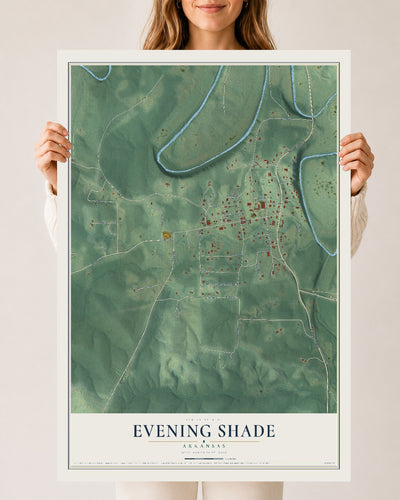 Map of Evening Shade, Arkansas, 24 x 36 inch unframed archival matte print