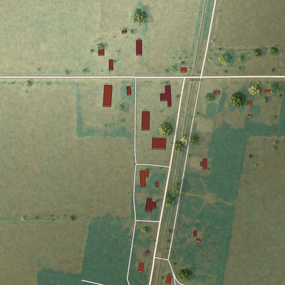 Close-up of the map of Fair Oaks, Arkansas print showing street and building detail