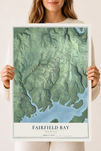 Map of Fairfield Bay, Arkansas, 18 x 24 inch unframed archival matte print