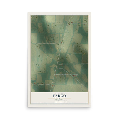 Map of Fargo, Arkansas, 12 x 18 inch unframed archival matte print
