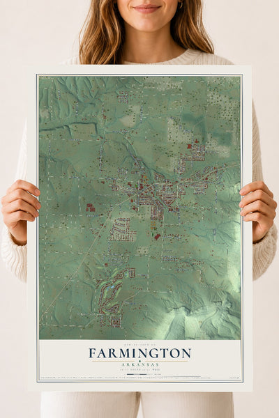 Map of Farmington, Arkansas, 18 x 24 inch unframed archival matte print