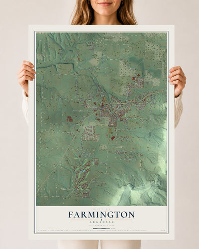 Map of Farmington, Arkansas, 24 x 36 inch unframed archival matte print