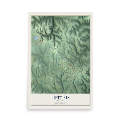 Map of Fifty-Six, Arkansas, 12 x 18 inch unframed archival matte print