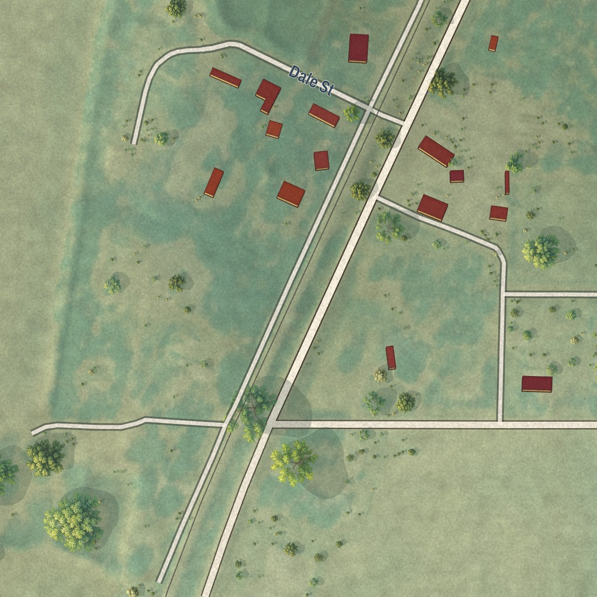 Second close-up of the map of Fisher, Arkansas print showing more streets and buildings