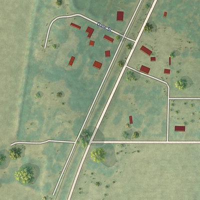 Second close-up of the map of Fisher, Arkansas print showing more streets and buildings