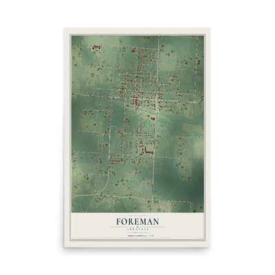 Map of Foreman, Arkansas, 12 x 18 inch unframed archival matte print