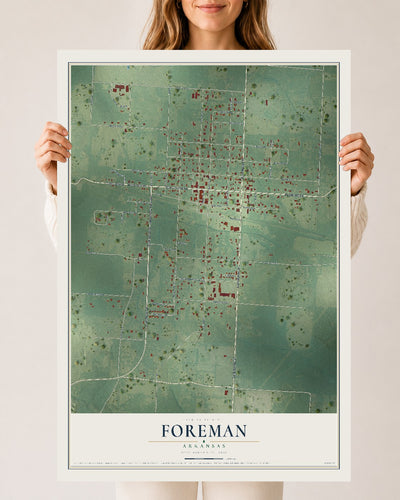 Map of Foreman, Arkansas, 24 x 36 inch unframed archival matte print