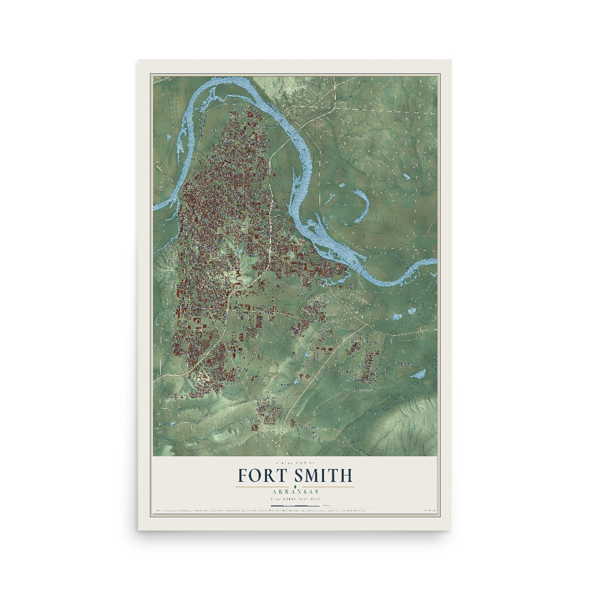 Map of Fort Smith, Arkansas, 12 x 18 inch unframed archival matte print