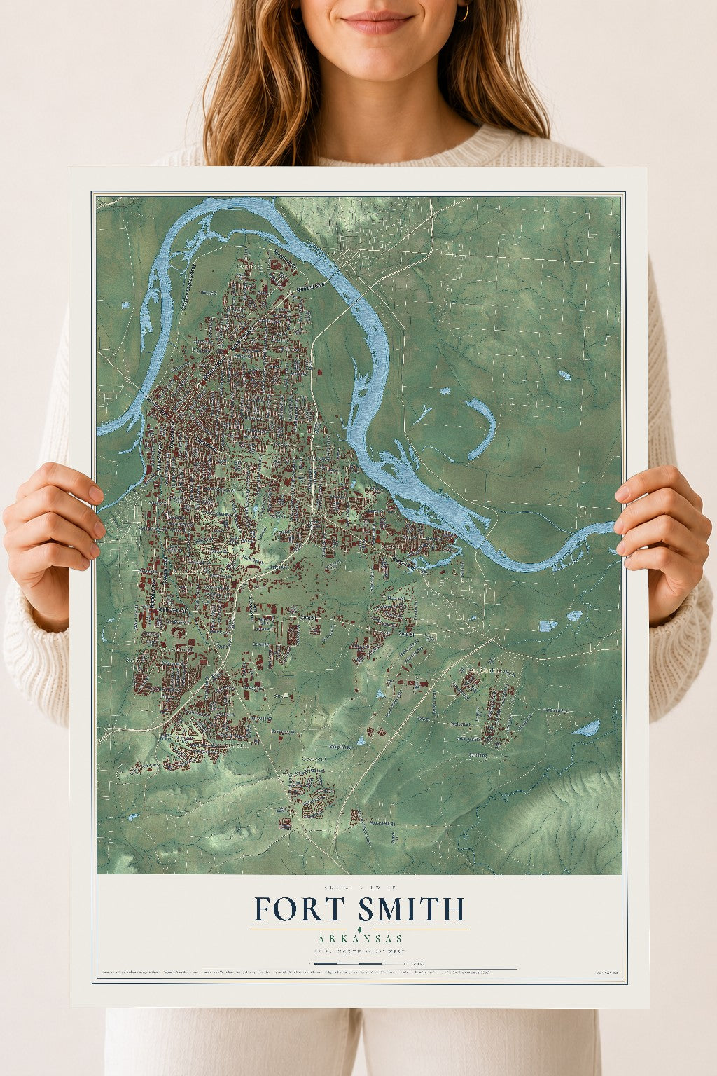 Map of Fort Smith, Arkansas, 18 x 24 inch unframed archival matte print