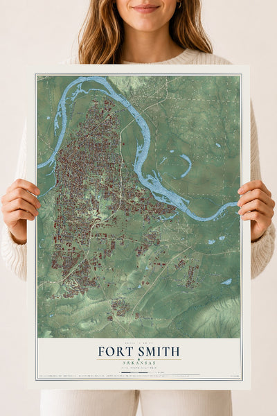 Map of Fort Smith, Arkansas, 18 x 24 inch unframed archival matte print