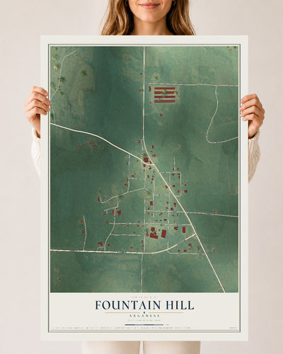 Map of Fountain Hill, Arkansas, 24 x 36 inch unframed archival matte print