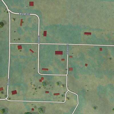 Close-up of the map of Fourche, Arkansas print showing street and building detail