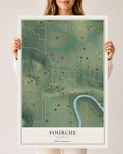 Map of Fourche, Arkansas, 24 x 36 inch unframed archival matte print