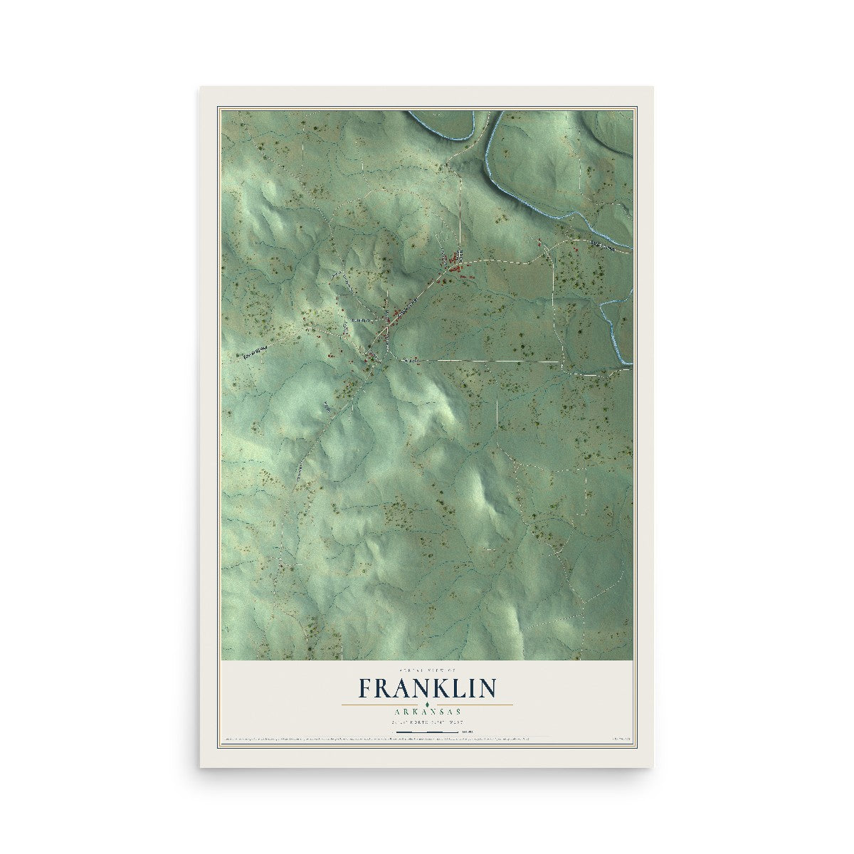 Map of Franklin, Arkansas, 12 x 18 inch unframed archival matte print
