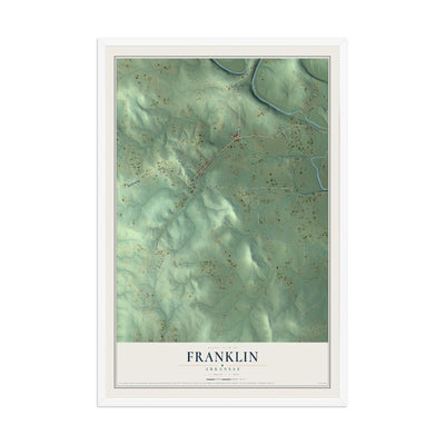 Map of Franklin, Arkansas, 12 x 18 inch print in a white wood frame