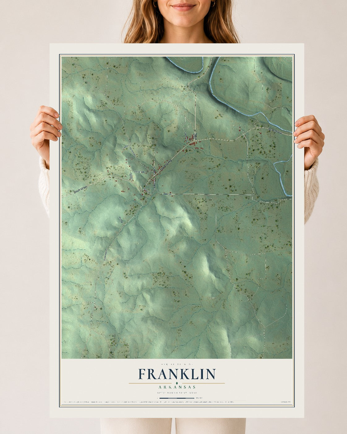 Map of Franklin, Arkansas, 24 x 36 inch unframed archival matte print