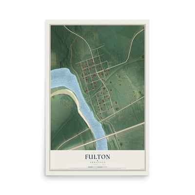 Map of Fulton, Arkansas, 12 x 18 inch unframed archival matte print