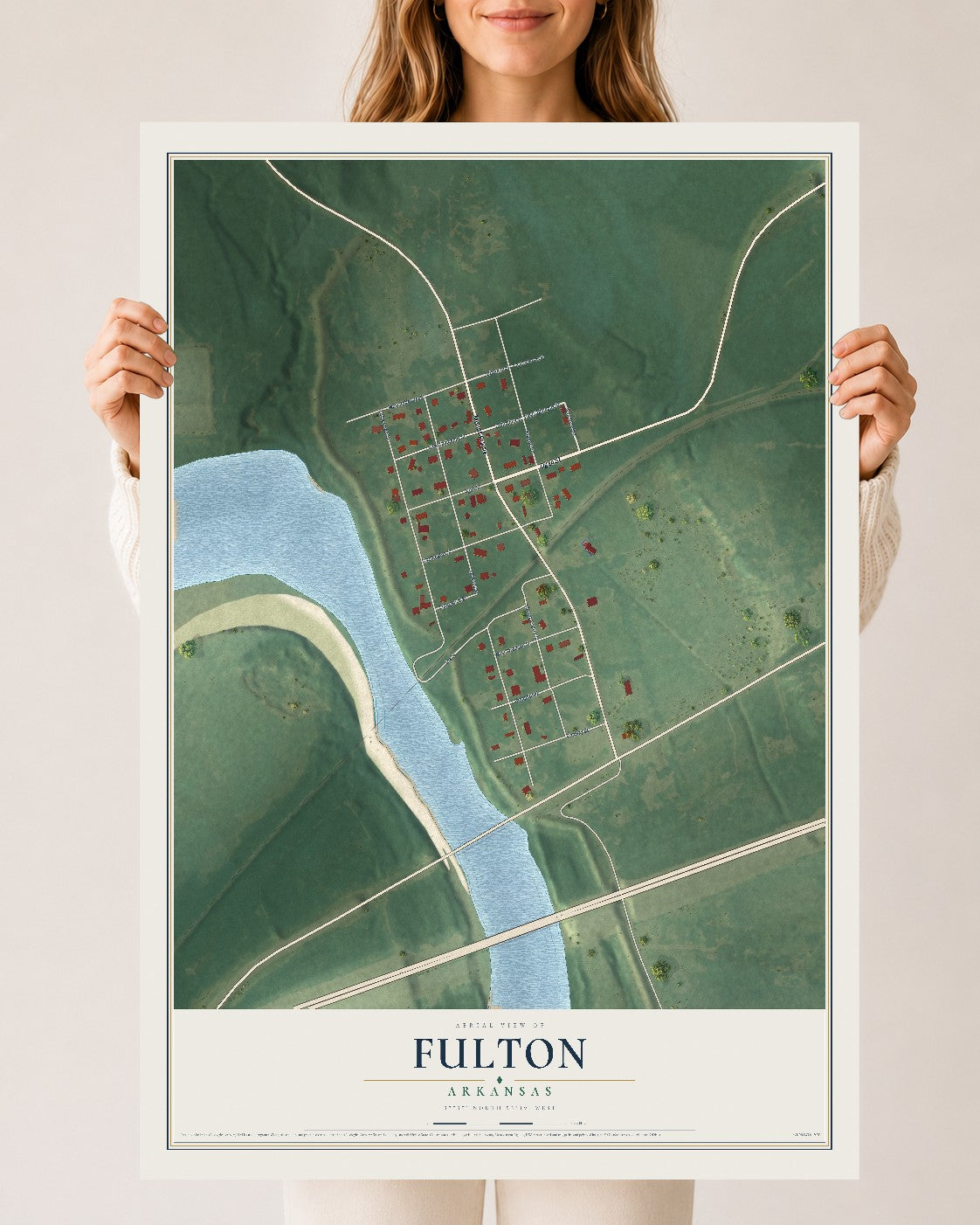 Map of Fulton, Arkansas, 24 x 36 inch unframed archival matte print