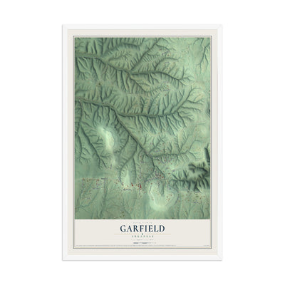 Map of Garfield, Arkansas, 12 x 18 inch print in a white wood frame