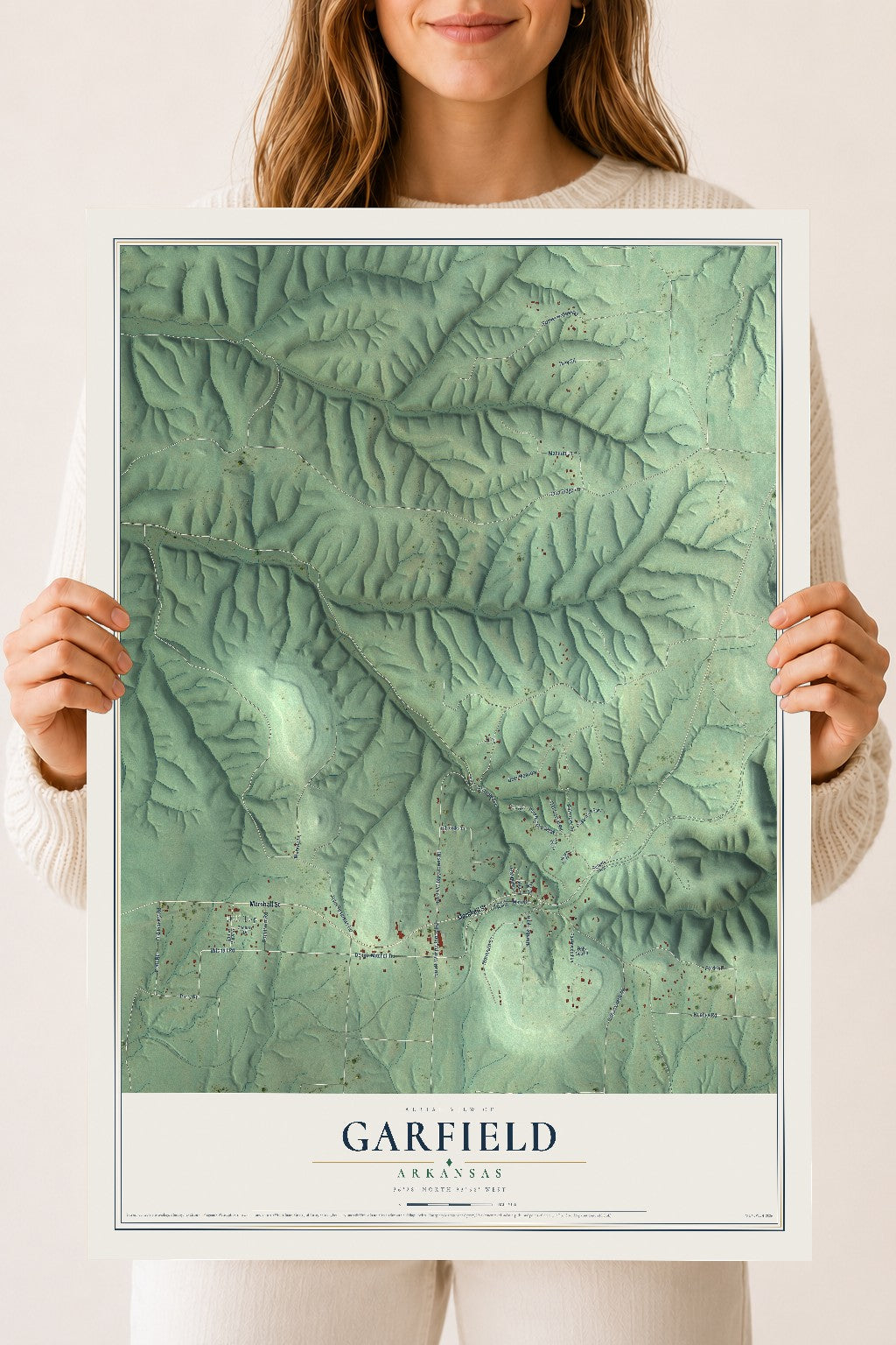 Map of Garfield, Arkansas, 18 x 24 inch unframed archival matte print