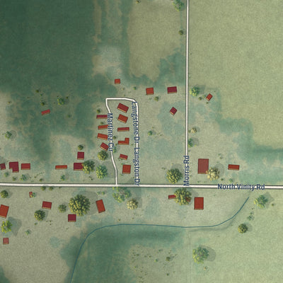 Second close-up of the map of Garner, Arkansas print showing more streets and buildings