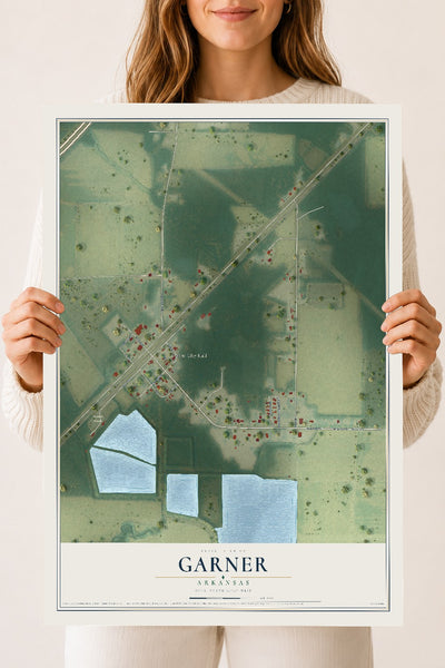 Map of Garner, Arkansas, 18 x 24 inch unframed archival matte print