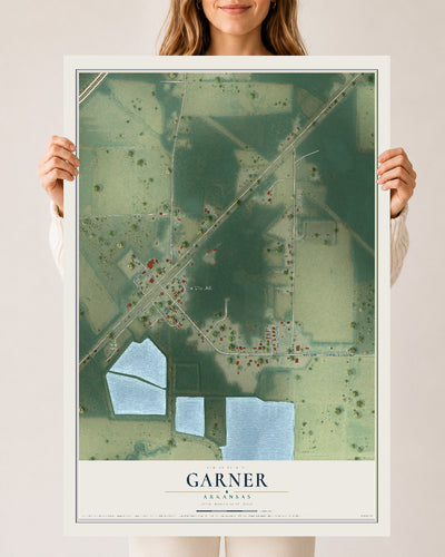 Map of Garner, Arkansas, 24 x 36 inch unframed archival matte print