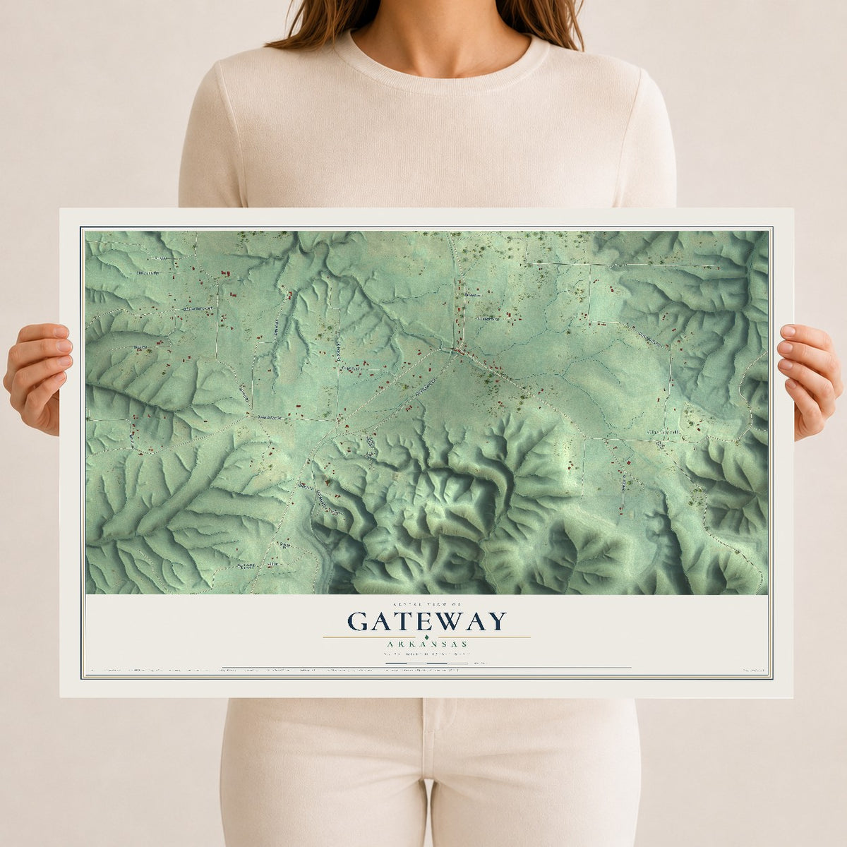 Map of Gateway, Arkansas, 12 x 18 inch unframed archival matte print