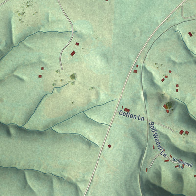 Second close-up of the map of Gateway, Arkansas print showing more streets and buildings
