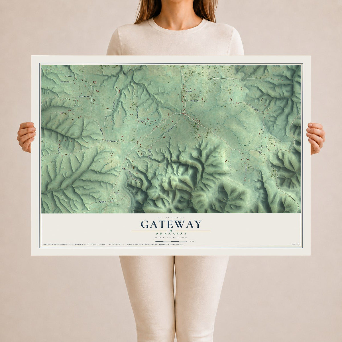 Map of Gateway, Arkansas, 24 x 36 inch unframed archival matte print