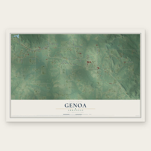 Genoa, Arkansas map print, the full design
