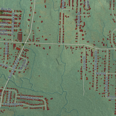 Close-up of the map of Gibson, Arkansas print showing street and building detail