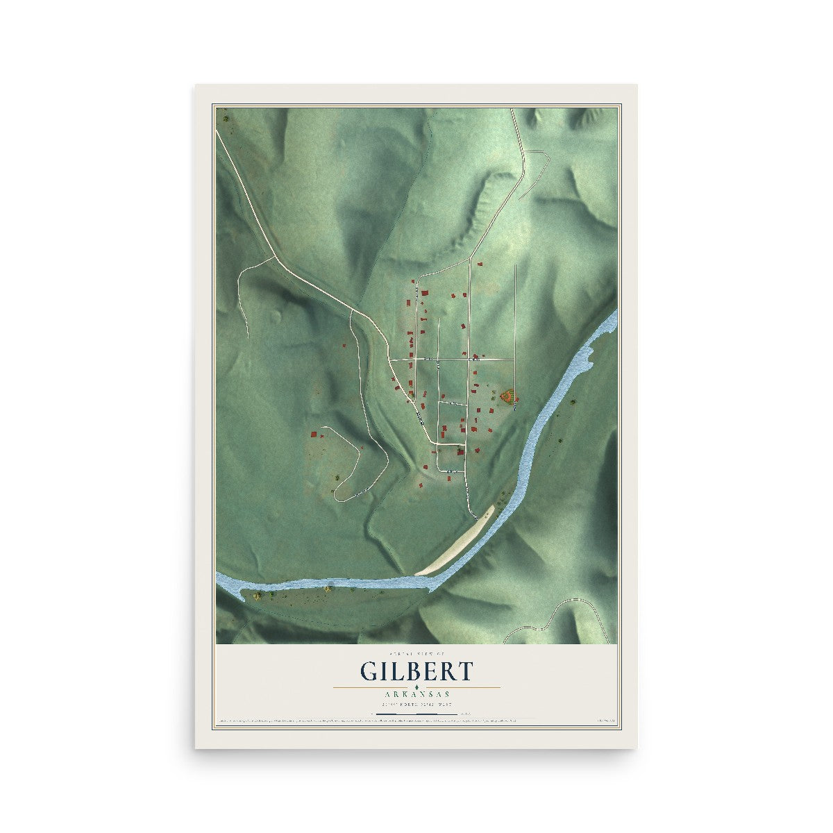 Map of Gilbert, Arkansas, 12 x 18 inch unframed archival matte print
