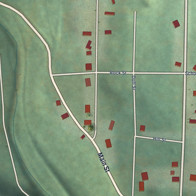 Close-up of the map of Gilbert, Arkansas print showing street and building detail