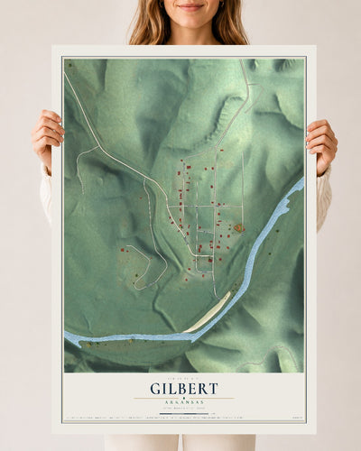 Map of Gilbert, Arkansas, 24 x 36 inch unframed archival matte print
